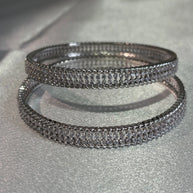 Silver Tone CZ Bangle Set Size 2.10 Indian Pakistani Bridal Party Jewelry