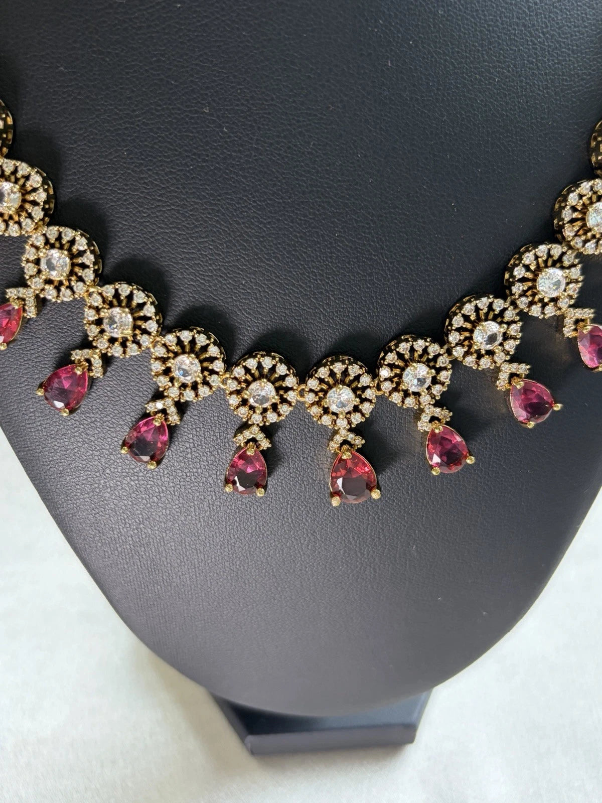 Crimson Cascade Statement Necklace Set