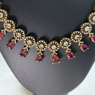 Crimson Cascade Statement Necklace Set