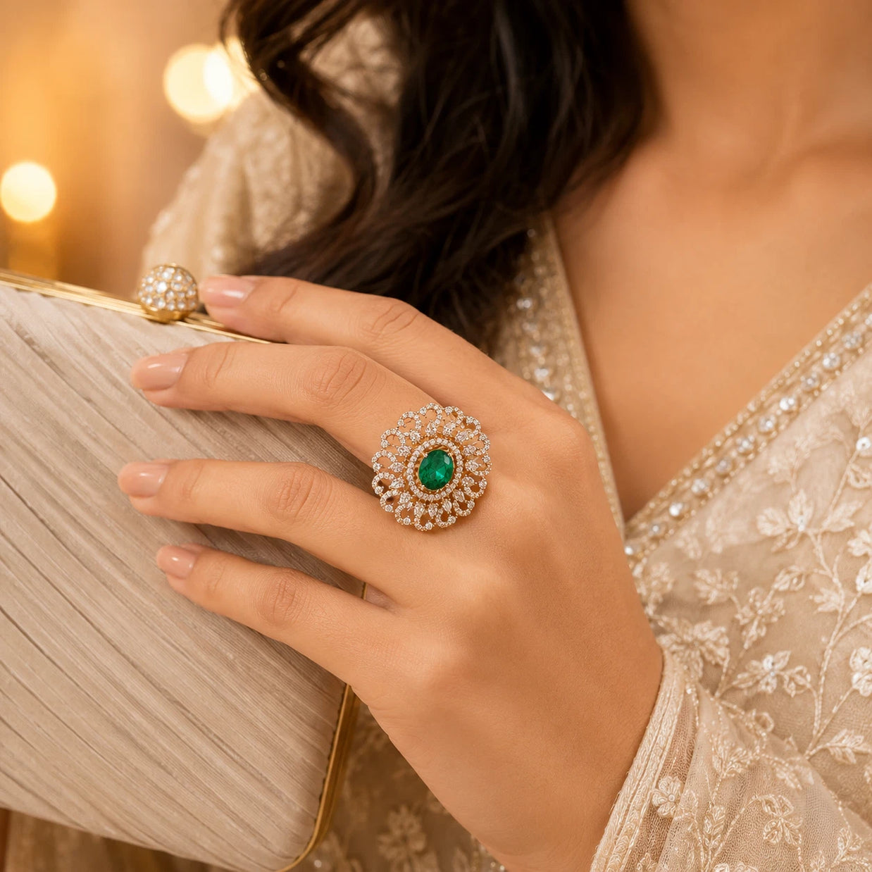 Green Cocktail Ring-Adjustable