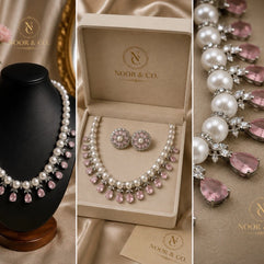 Pearl Elegance American Diamond Necklace Set