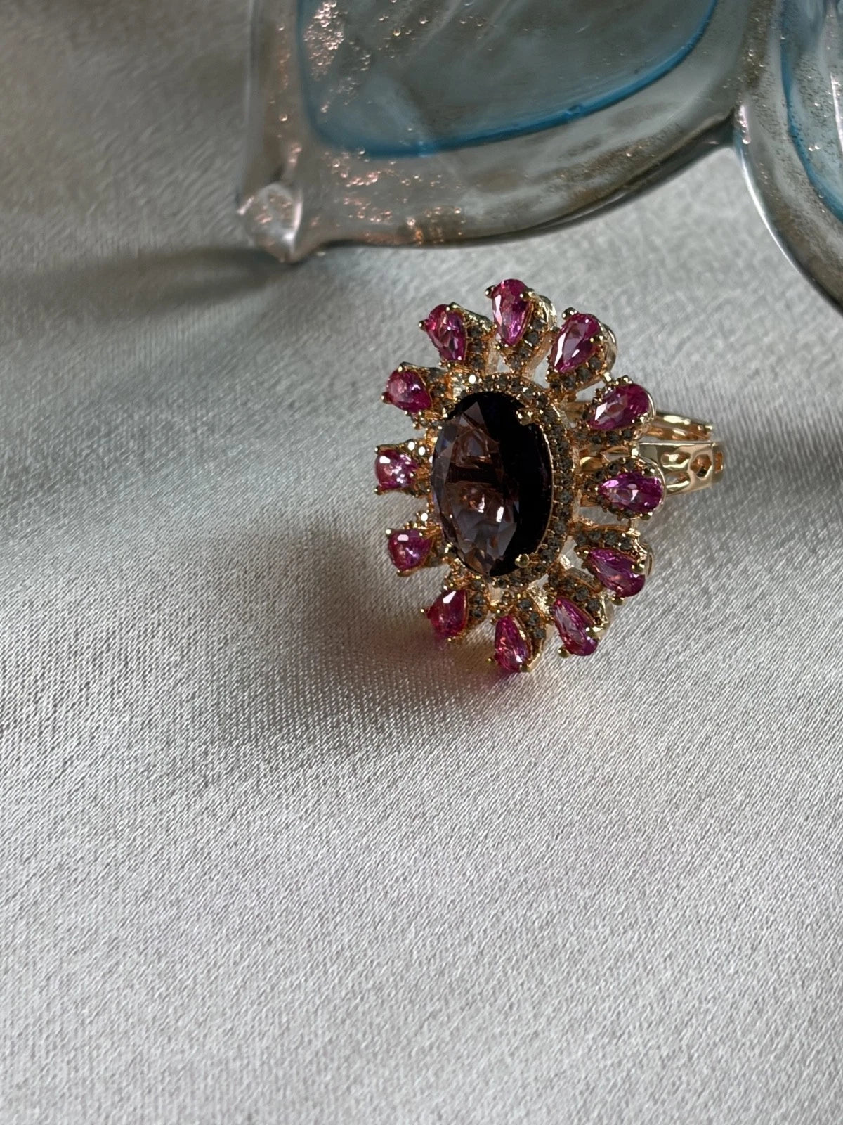 Midnight Bloom Statement Ring