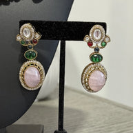 Sabyasachi Inspired Necklace Earrings Set | Pink Stone Multicolor Gem Bridal Jew