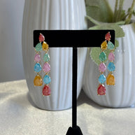 Multicolor Teardrop Gold Tone Dangle Earrings Pakistani Indian Jewelry