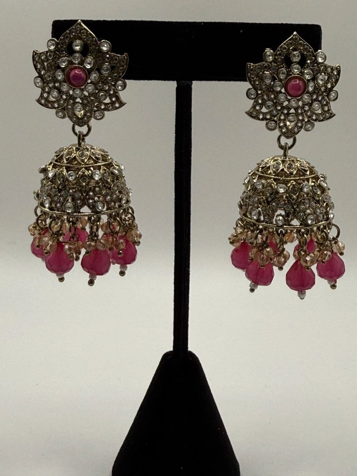 Traditional Pink Jhumka Statement Earrings