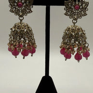 Traditional Pink Jhumka Statement Earrings