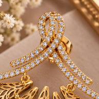 Elegant Gold-Tone Leaf Statement Earrings