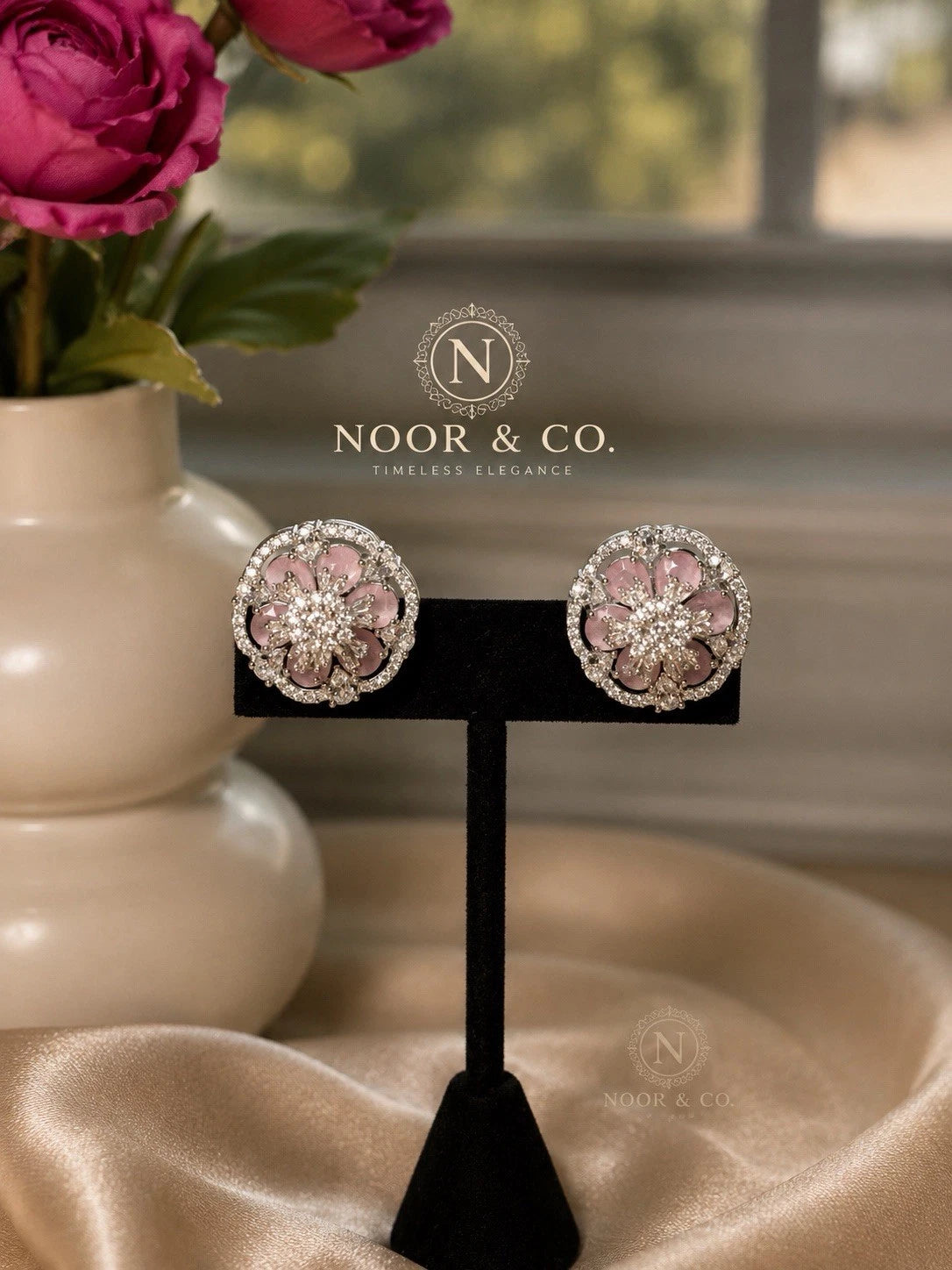 Blush Bloom Floral Stud Earrings