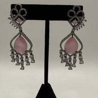 Blush Pink Crystal Chandelier Earrings | Pakistani & Indian Statement Earrings |