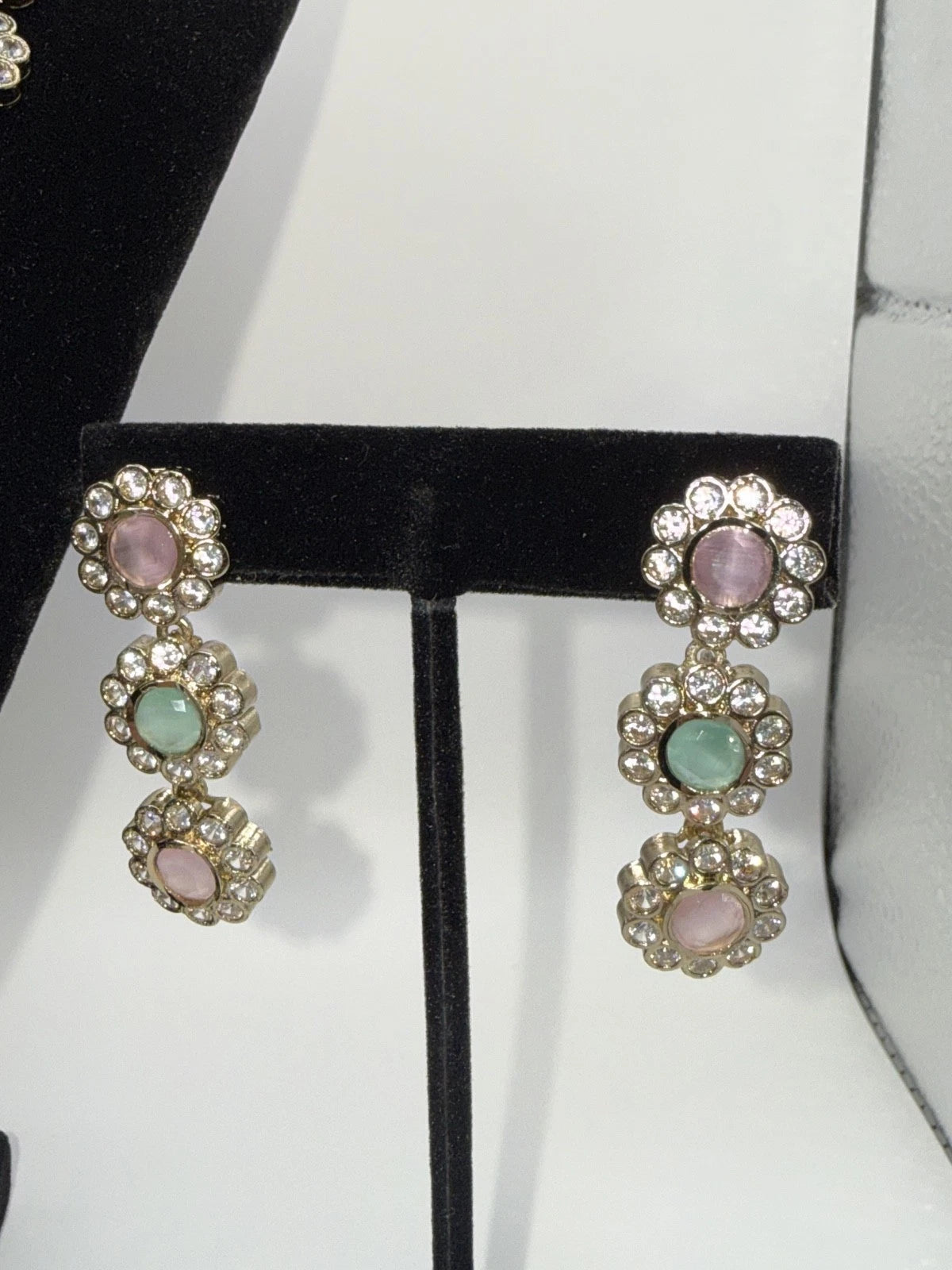 Pastel Floral Necklace Set with Matching Earrings