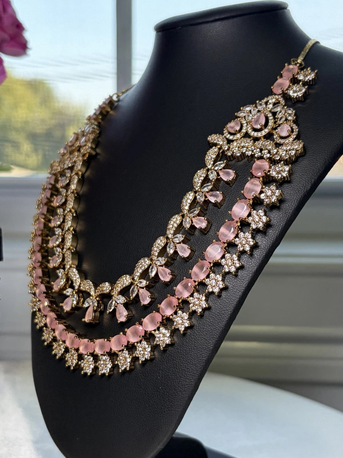 Blush Royale Bridal Necklace & Earrings Set