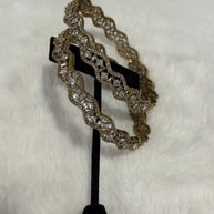 Gold Tone American Diamond Bangles Set Size 2.10 Elegant Wavy Crystal Design