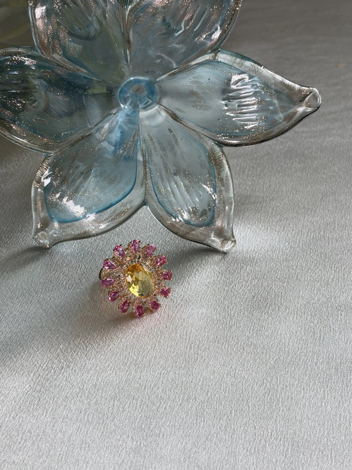 Golden Bloom Halo Statement Ring