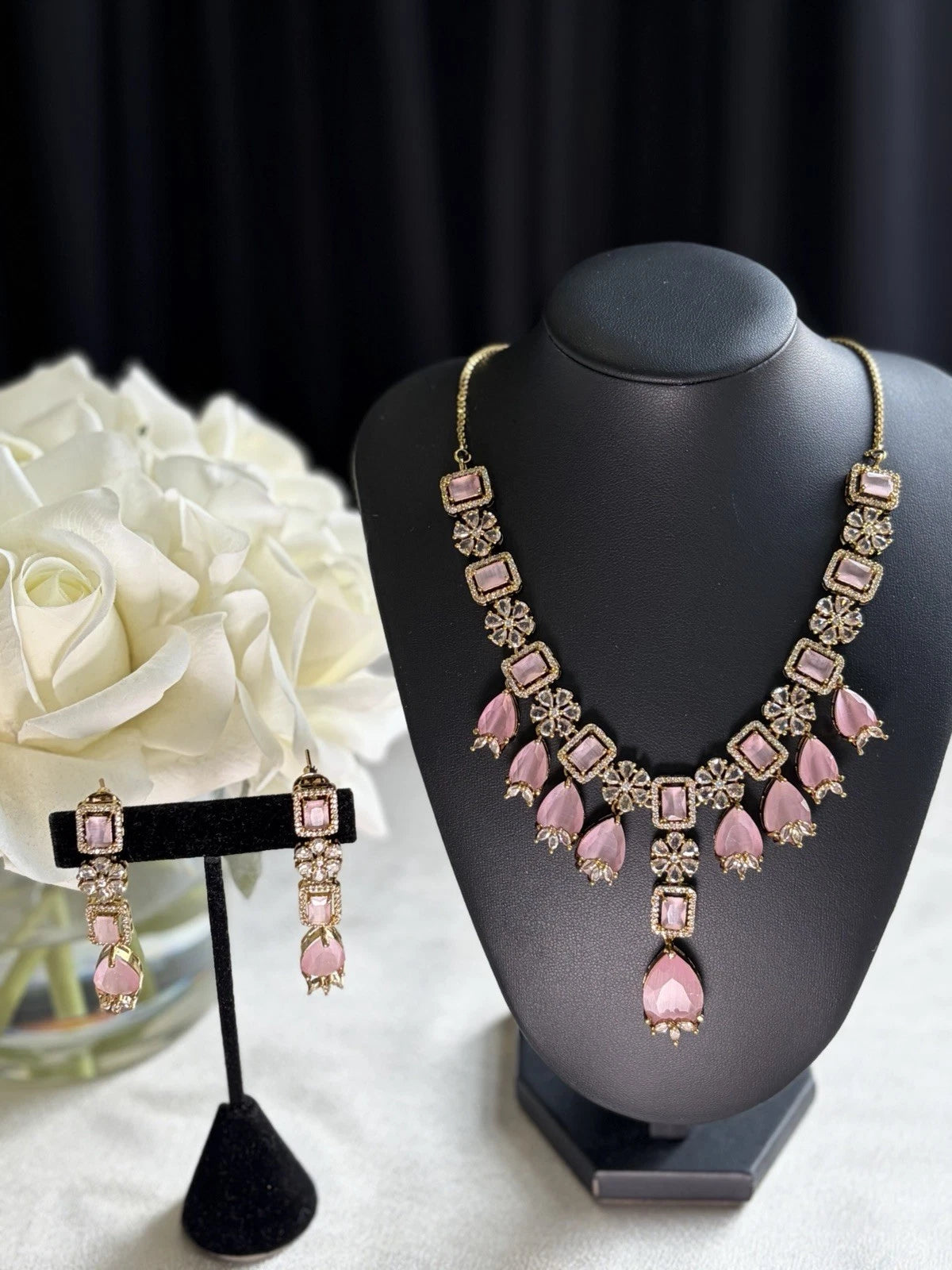 Blush Petal CZ Necklace Set