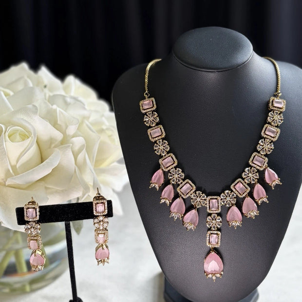 Blush Petal CZ Necklace Set