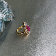Rose Royale Teardrop Halo Ring