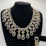 Royal Blue Crystal Necklace Set with Matching Earrings