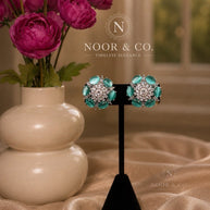 Aqua Bloom Crystal Stud Earrings