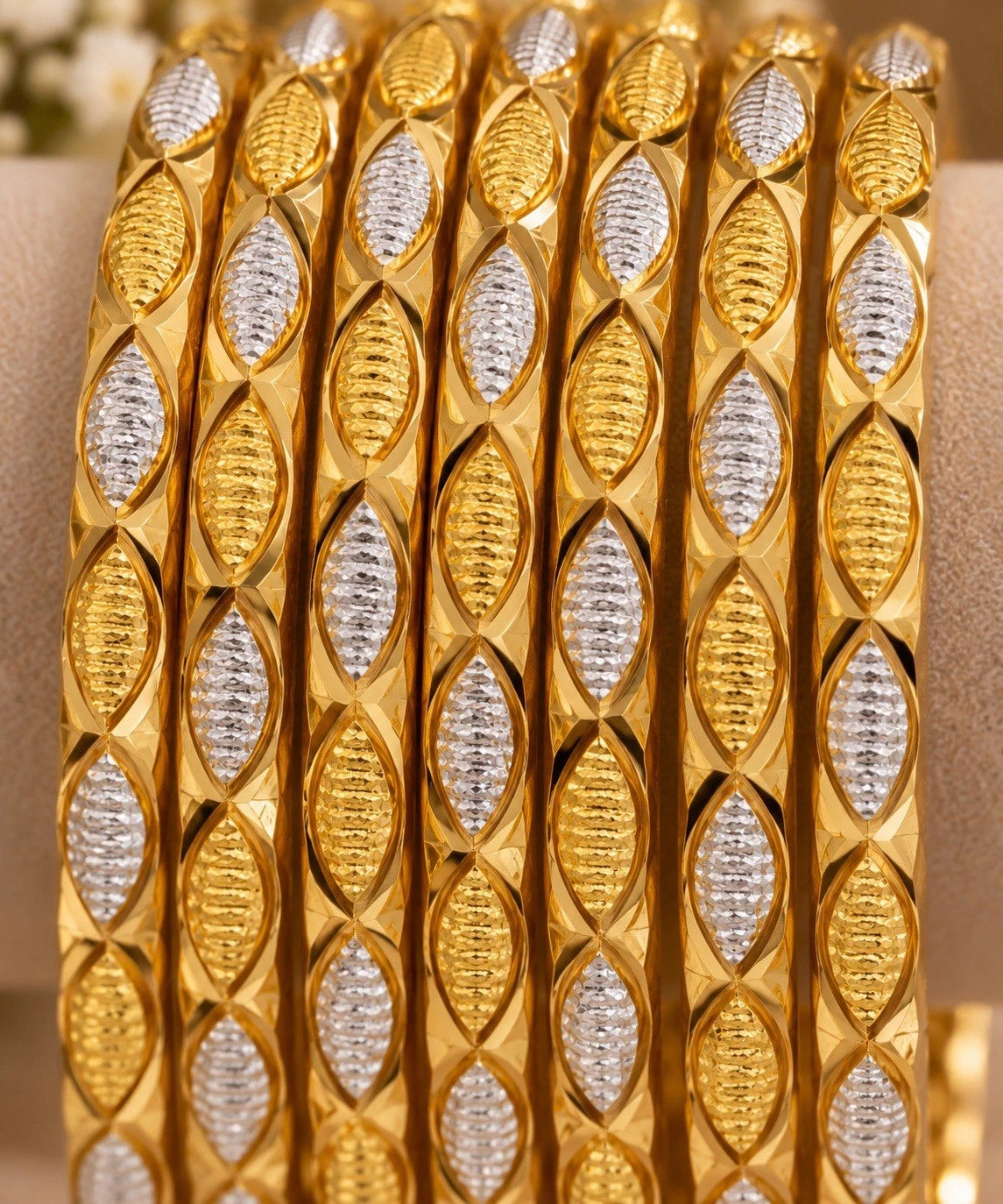 Two-Tone Gold Bangles - Set of 8