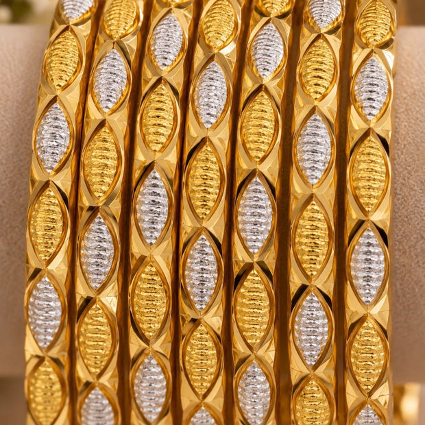Two-Tone Gold Bangles - Set of 8