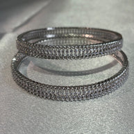 Silver Tone CZ Bangle Set Size 2.10 Indian Pakistani Bridal Party Jewelry