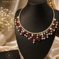 Ruby Pearl & Emerald Pearl Royale American Diamond Necklace Set