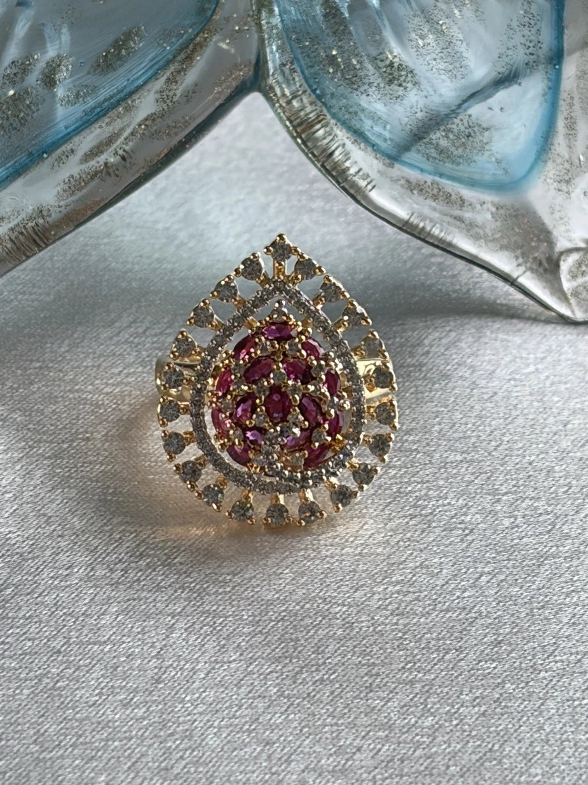 Ruby Radiance Teardrop Statement Ring