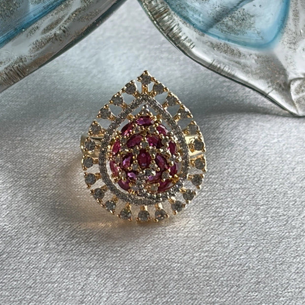 Ruby Radiance Teardrop Statement Ring