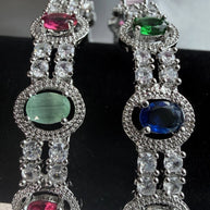 Aurora Multicolor Crystal Bangles – Premium American Diamond Pair