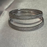 Silver Tone CZ Bangle Set Size 2.10 Indian Pakistani Bridal Party Jewelry