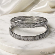 Silver Tone CZ Bangle Set Size 2.10 Indian Pakistani Bridal Party Jewelry