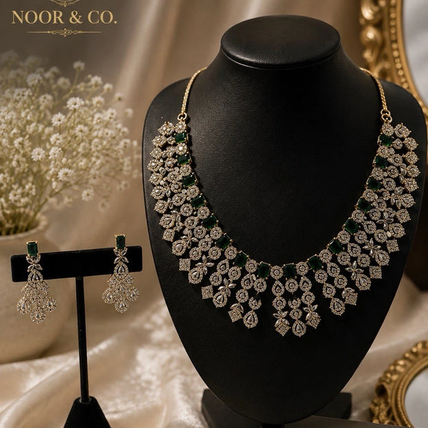 Emerald Royale American Diamond Bridal Necklace Set