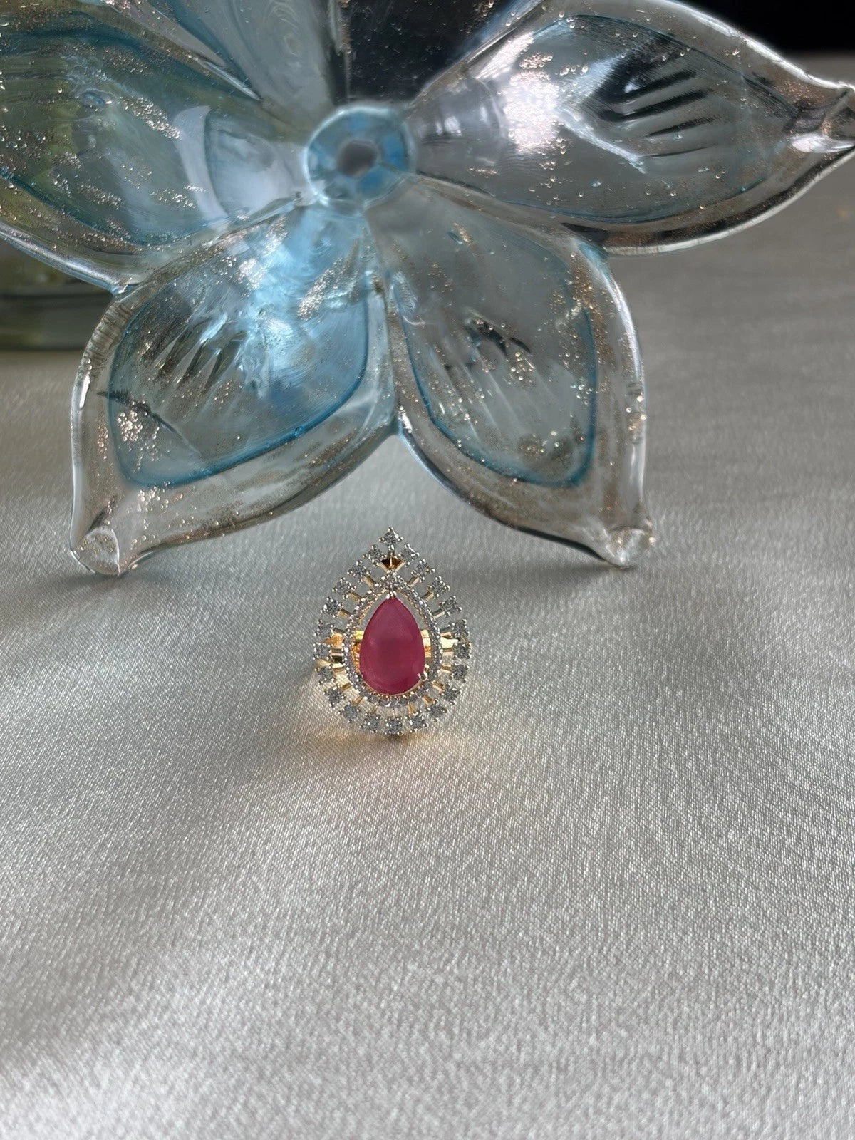 Rose Royale Teardrop Halo Ring