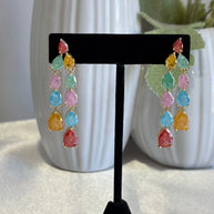 Multicolor Teardrop Gold Tone Dangle Earrings Pakistani Indian Jewelry