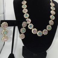 Pastel Floral Necklace Set with Matching Earrings