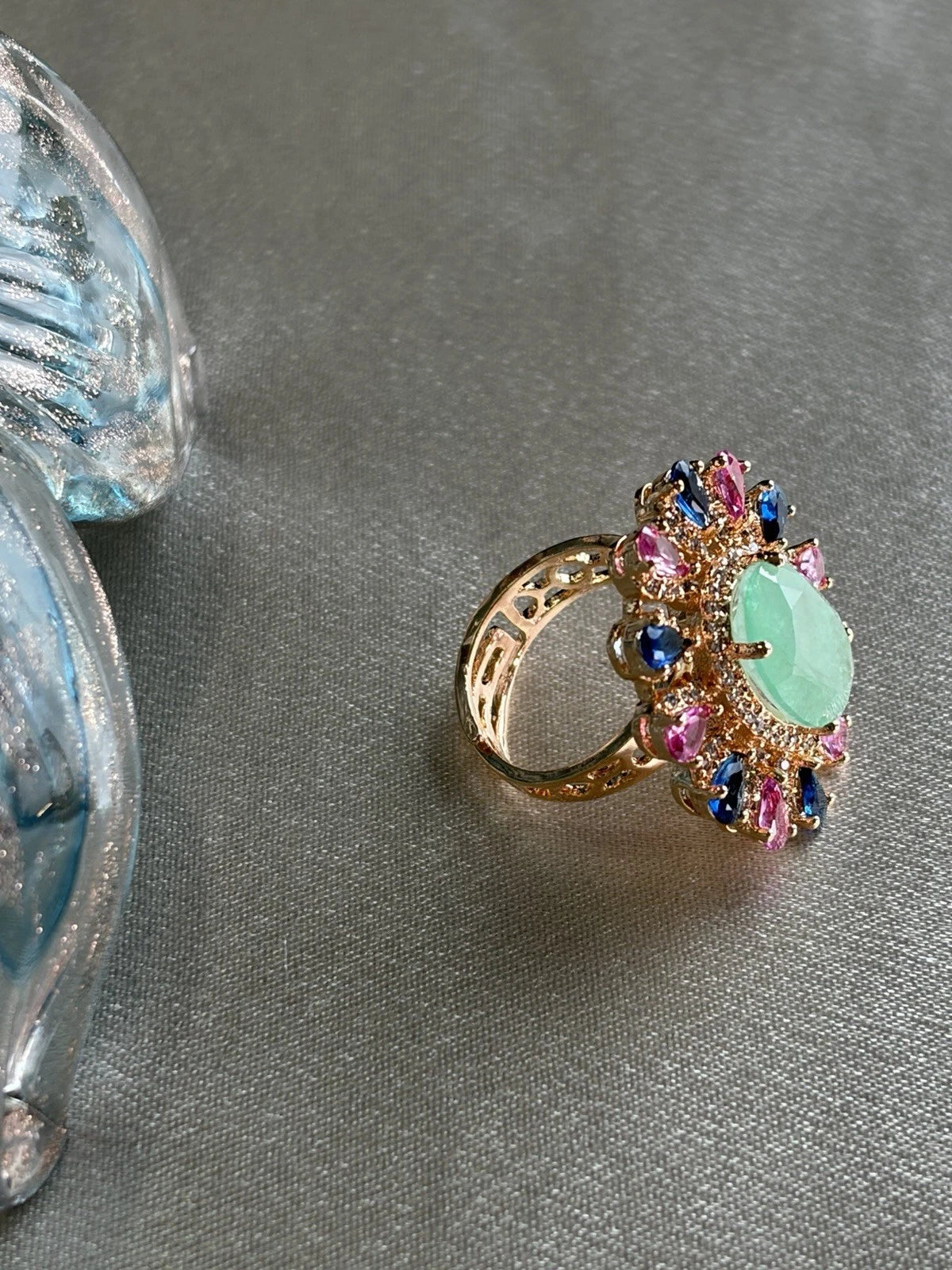 Celestial Bloom Multicolor Statement Ring