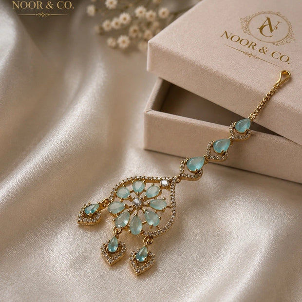 Mint Aura Jhumka & Maang Tikka Set