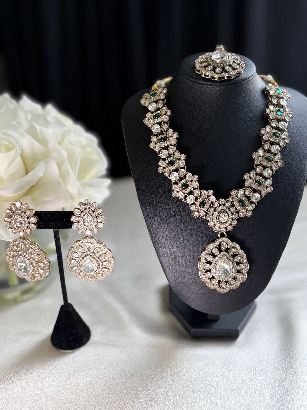 Emerald Royale Polki Bridal Necklace Set