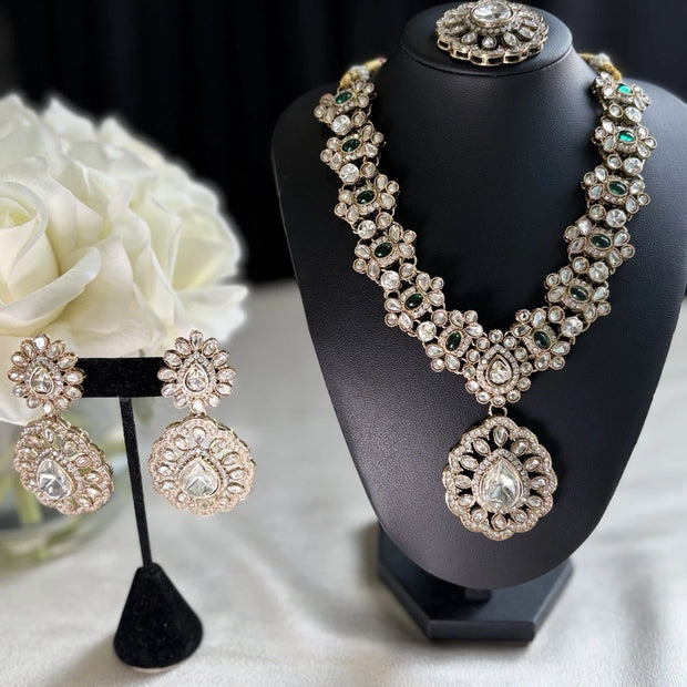 Emerald Royale Polki Bridal Necklace Set