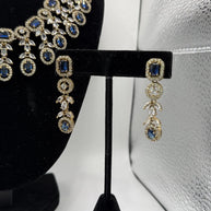 Royal Blue Crystal Necklace Set with Matching Earrings