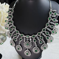 Emerald Cascade CZ Bridal Necklace Set