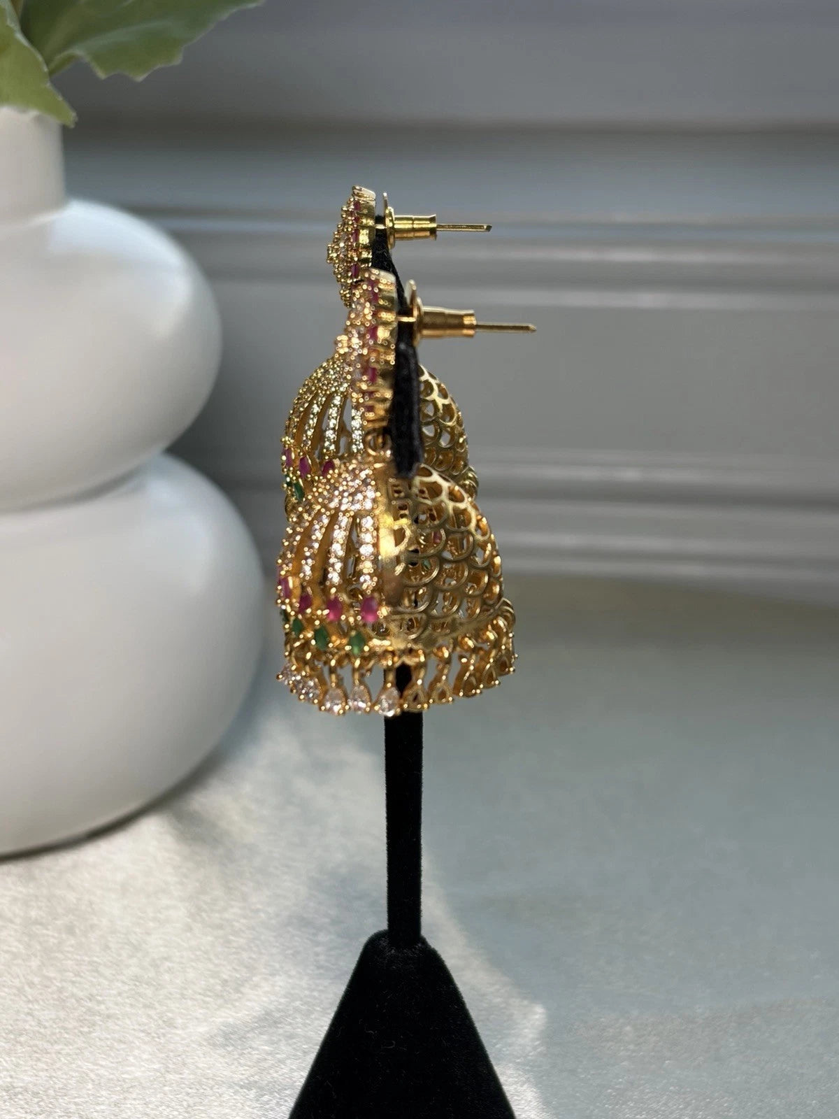 Multicolor Crystal Jhumka Earrings