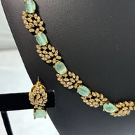 Mint Blossom American Diamond Necklace Set