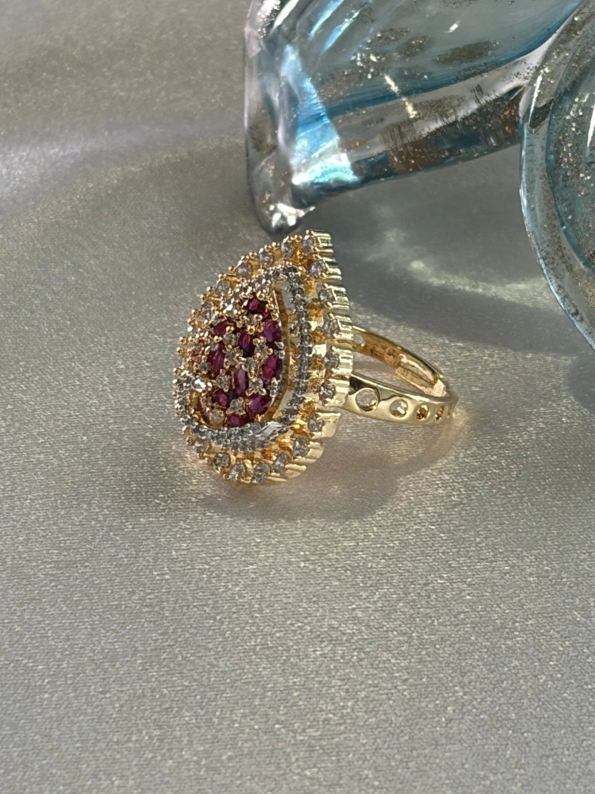 Ruby Radiance Teardrop Statement Ring