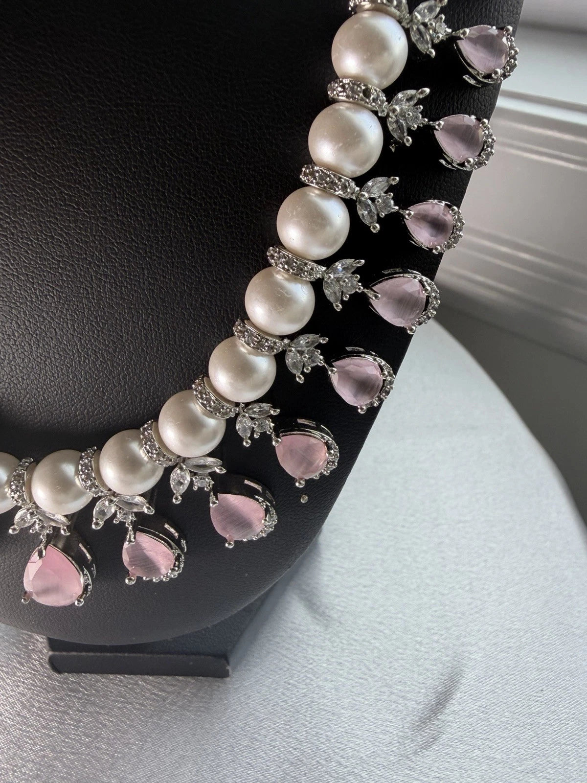 Pearl Elegance American Diamond Necklace Set