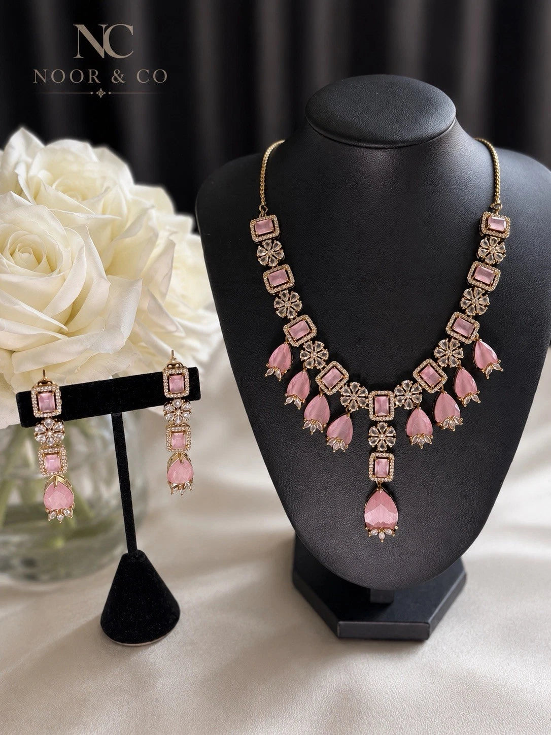 Blush Petal CZ Necklace Set