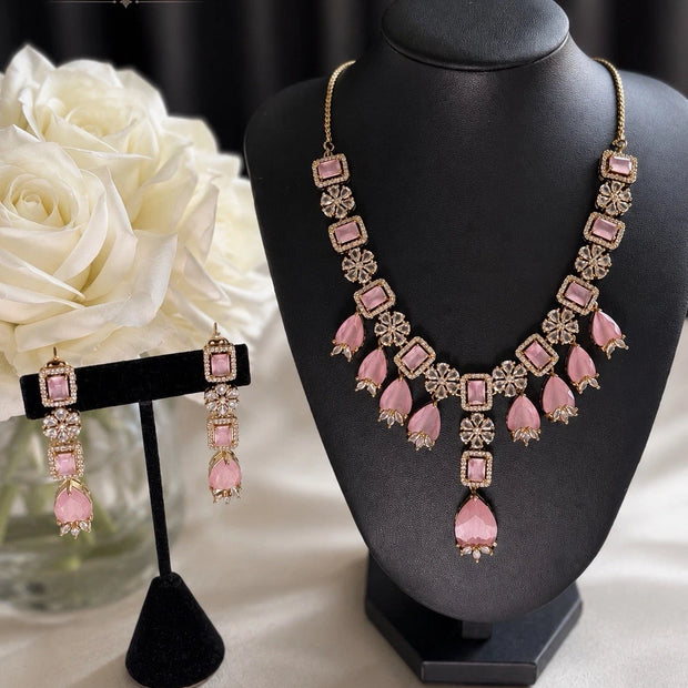 Blush Petal CZ Necklace Set