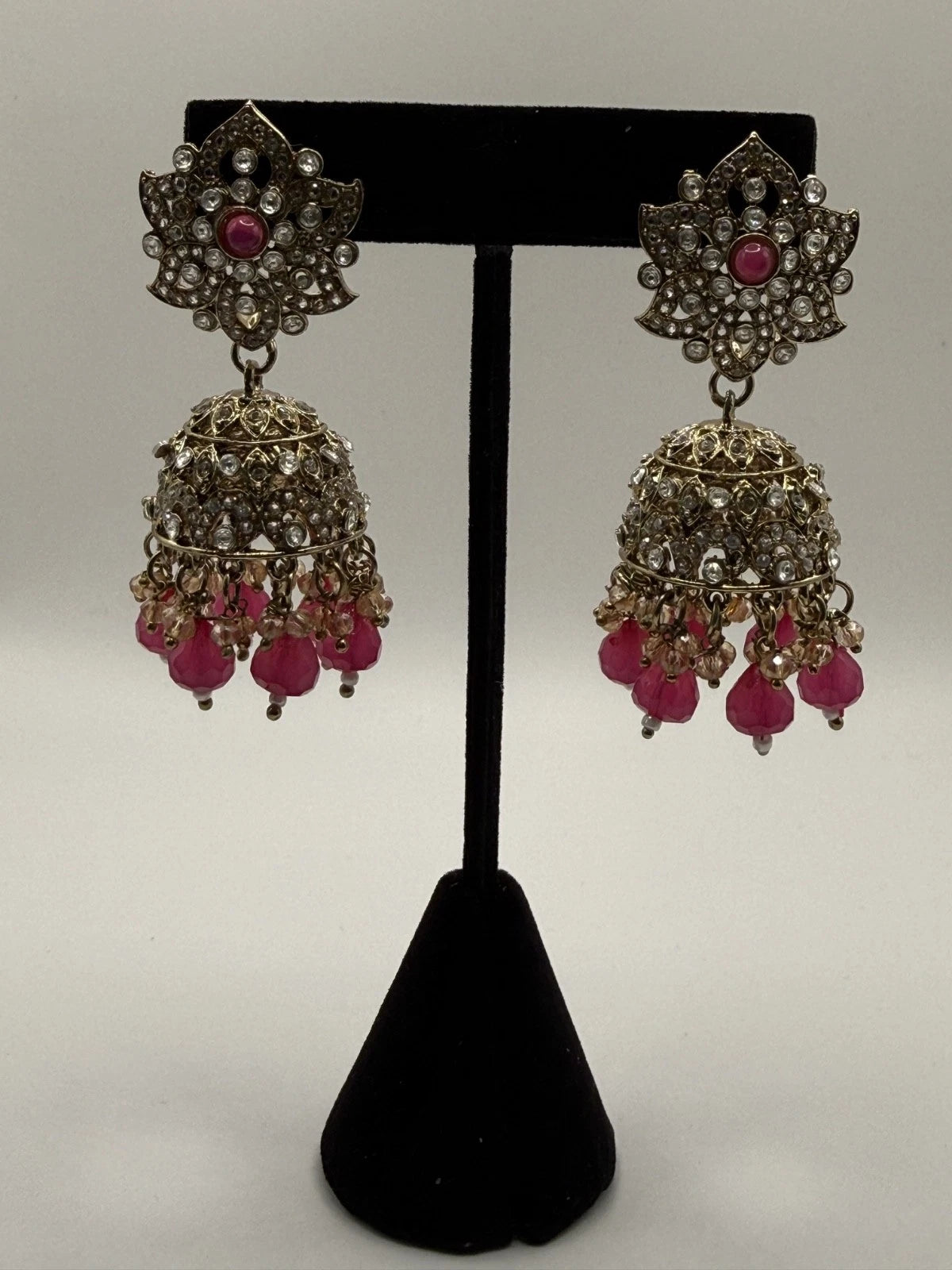 Traditional Pink Jhumka Statement Earrings