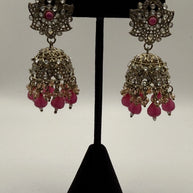 Traditional Pink Jhumka Statement Earrings