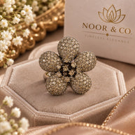 Sparkling Floral Statement Ring – Two Color Variations